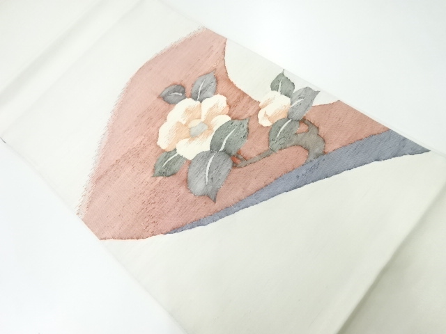 すくい織椿模様織出し袋帯